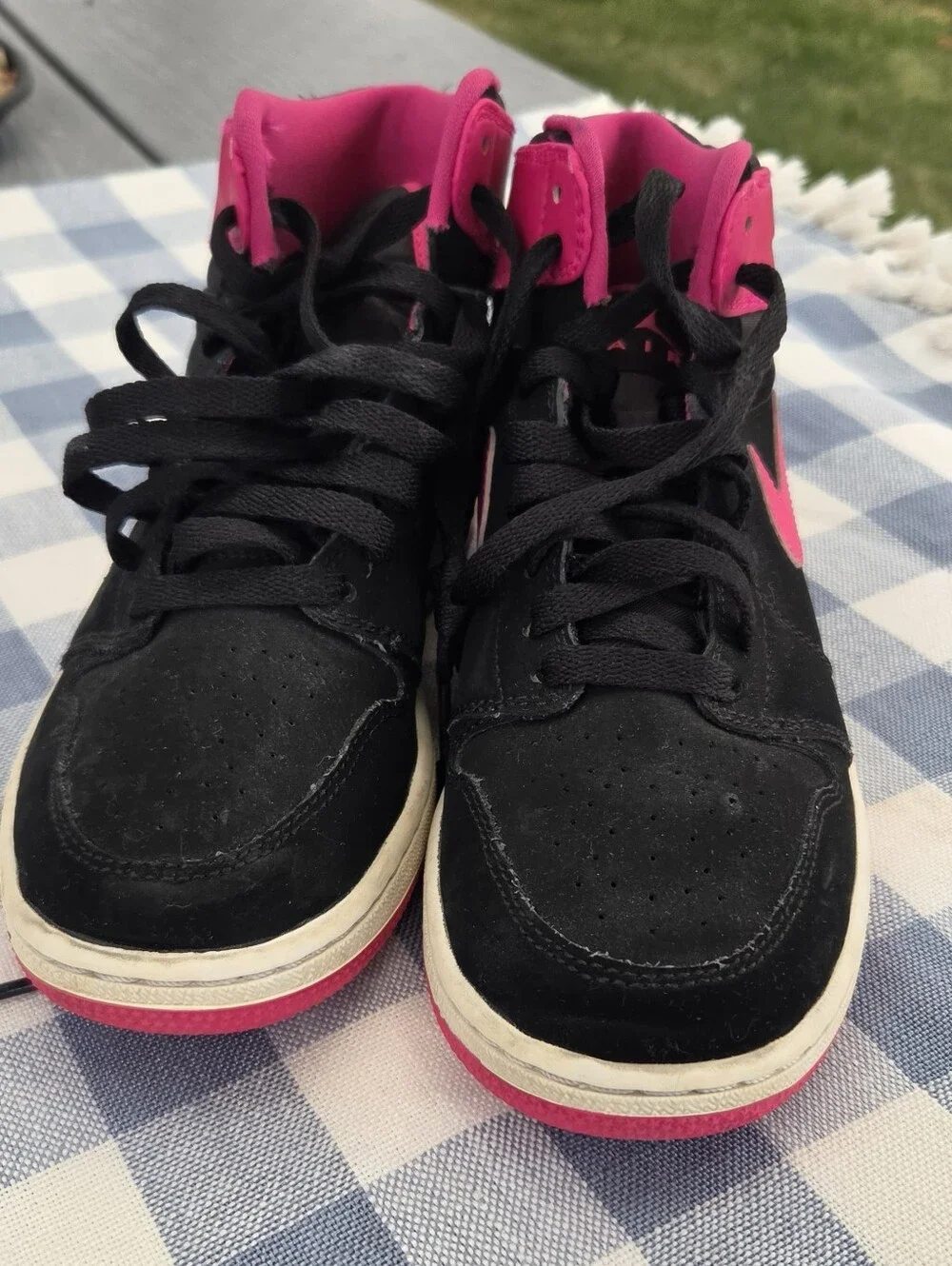 Nike Air Jordan Hi Retro Sneakers - Black/Hot Pink, Youth 4.5, Pre-owned